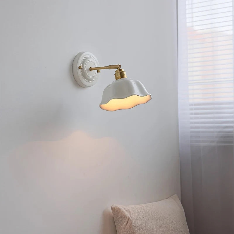 Nordic Cream Ceramic Wall Lamp | Vintage Elegance for Modern Homes | Wall Light Brass Bedroom