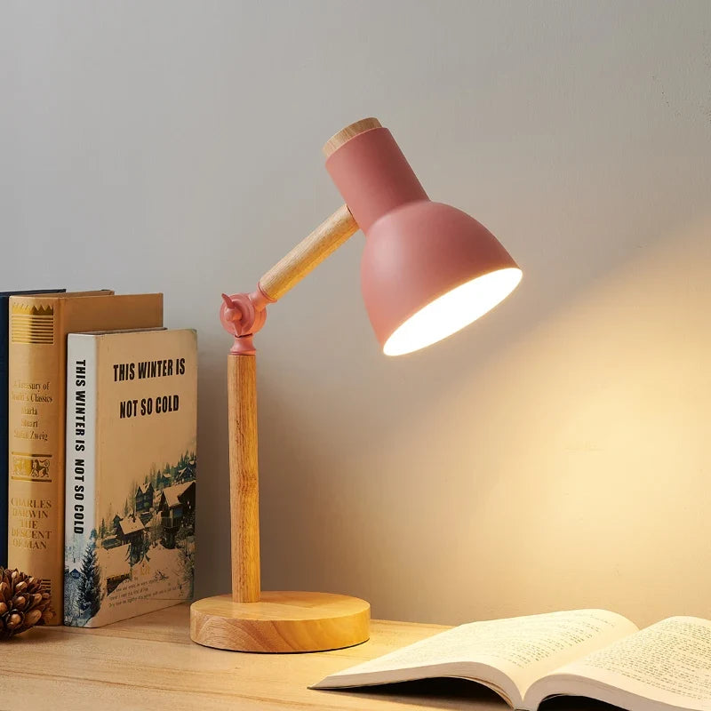 Nordic Wooden Desk Lamp | Adjustable Modern Table Light | Wood Bedside