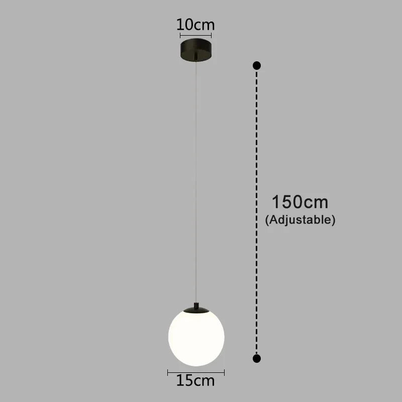 Luna Pendant Light | Nordic Modern Glass Globe Design | Metal Dining Room