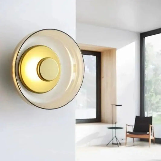 Nordic Glass LED Wall Sconce | Modern Round Decorative Wall Light | Metal Bedroom