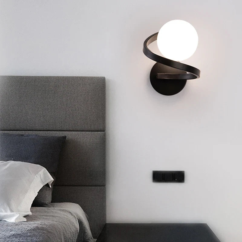 Astra Wall Light | Modern Dual LED Globe Design | Glass Metal Bedroom