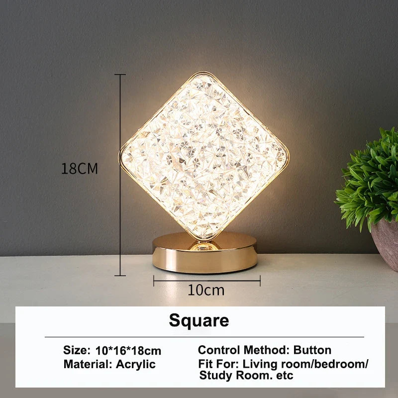 Stellora | 3D Crystal LED Night Light | Rechargeable Touch Dimming Lamp | Clear Acrylic Bedside