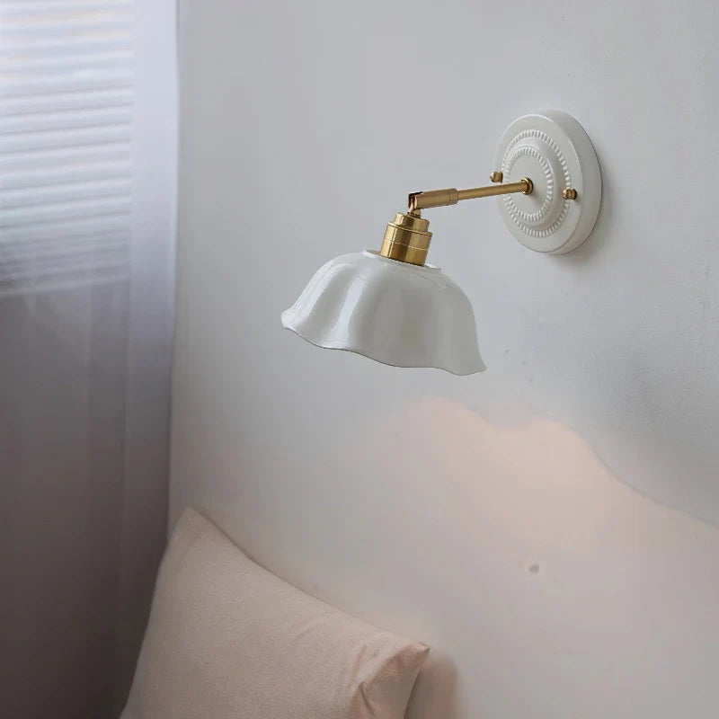 Nordic Cream Ceramic Wall Lamp | Vintage Elegance for Modern Homes | Wall Light Brass Bedroom