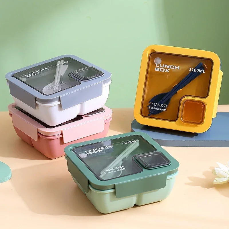 BentoGo Lunch Box | Portable Leak-Proof Bento with Cutlery | Microwave & Dishwasher Safe