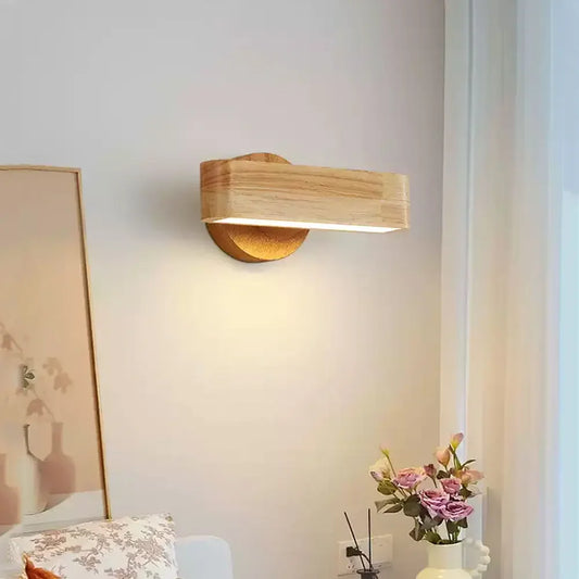 Rotating Wall Lamp | Japanese Solid Wood & Aluminium Design | Wall Light Adjustable Bedroom