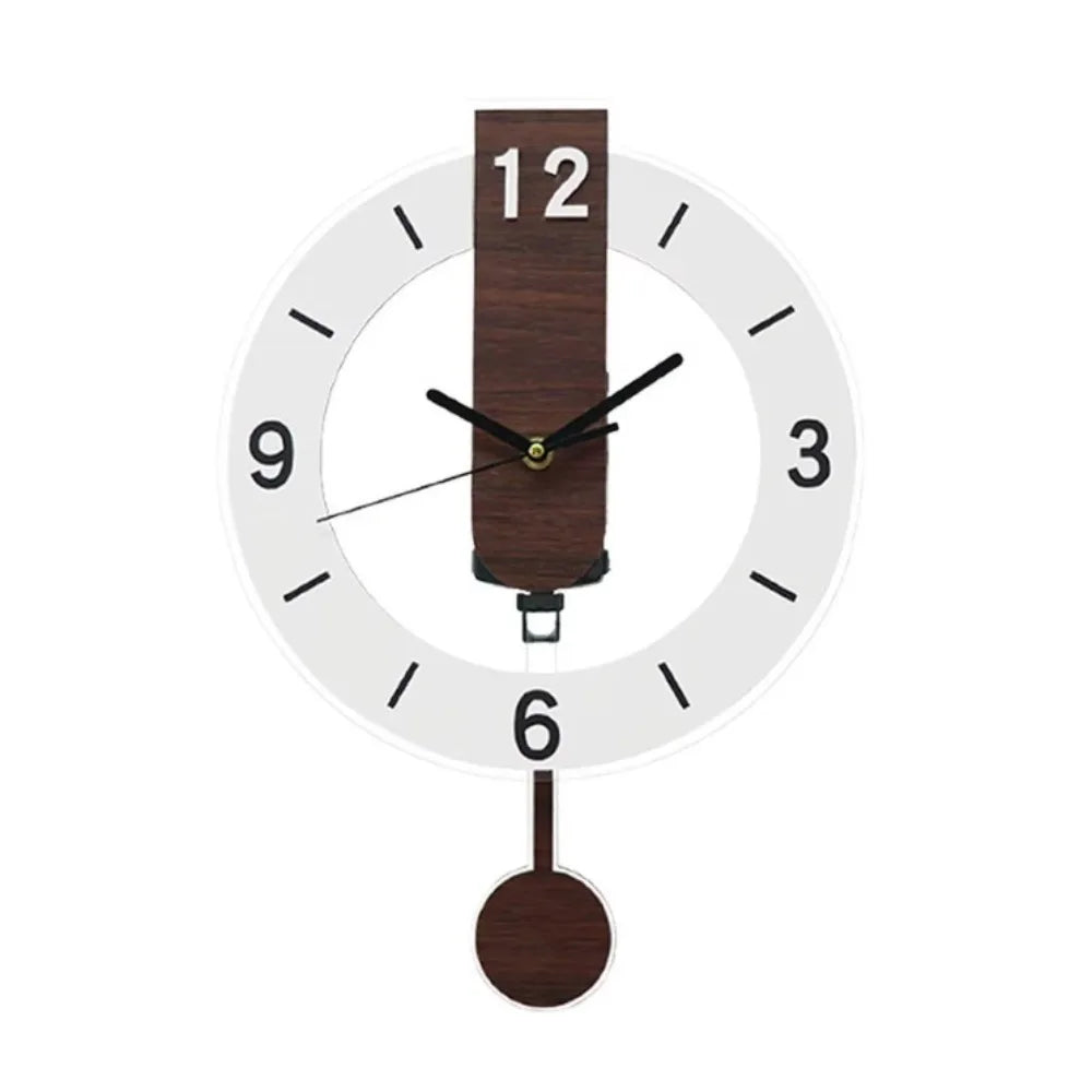 Minimalist Pendulum Wall Clock | Modern Acrylic & Wood Design | Adjustable Silent Kitchen