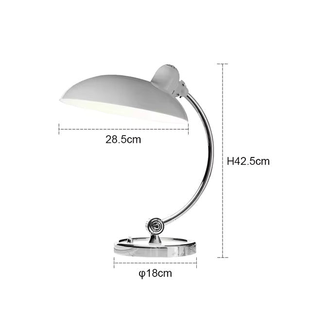 ScandiArc Table Lamp | Bauhaus-Inspired Curved Metal Design | Polished Chrome Nordic Bedside