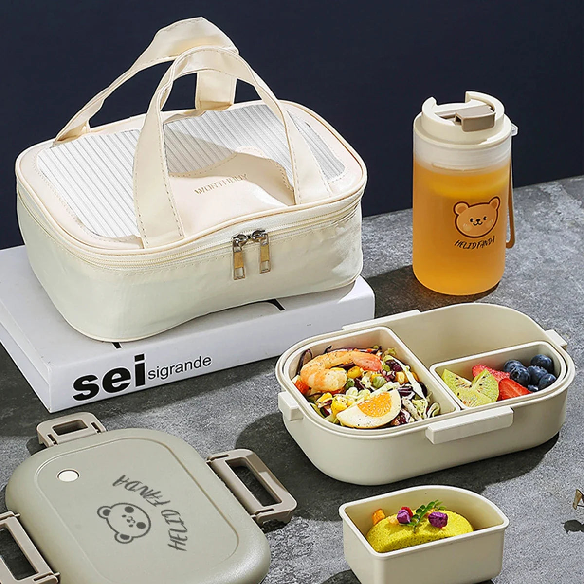 FreshMate | Portable Bento Lunch Box | Leak-Proof with 3 Compartments | Kitchen Essential