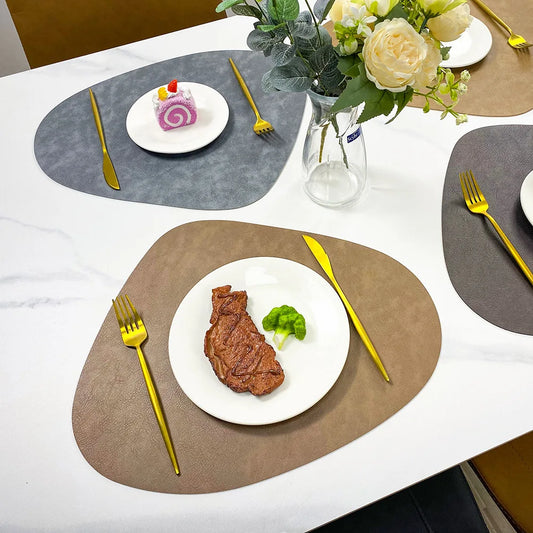 NordicDrop | Double-Sided Faux Leather Placemats | Non-Slip & Heat Resistant | Mat Non-Slip