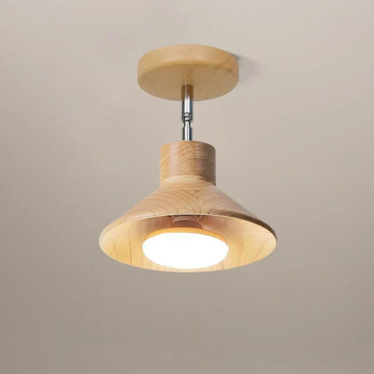 NordicWood Ceiling Lamp | Natural Timber Cone Design | Ceiling Light Wood Nordic Bedroom