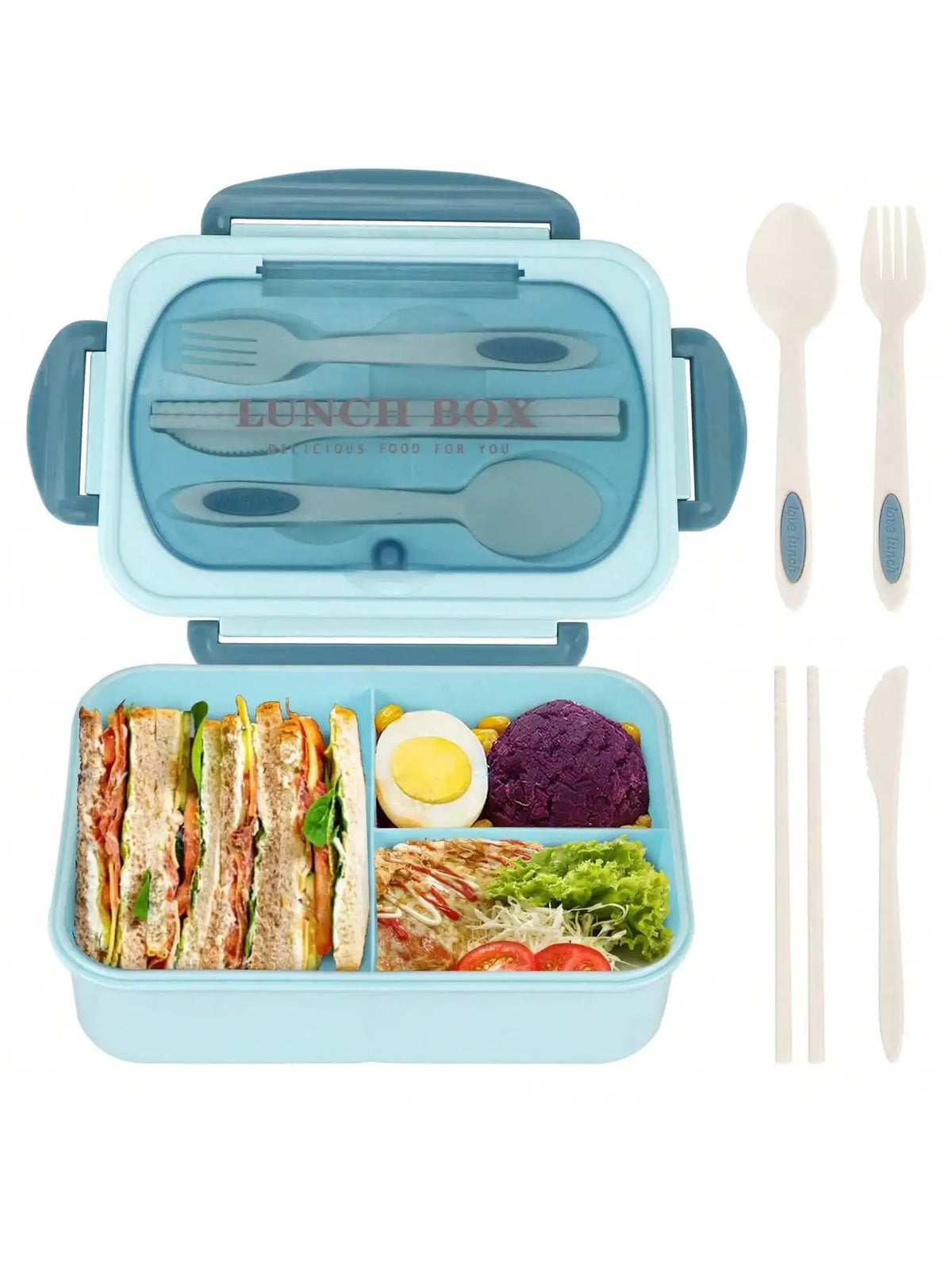 MealMate | Bento Lunch Box with Utensils | 4 Compartments & Leak-Proof Design | Leak-Proof