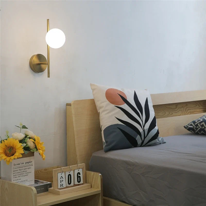 Astra Wall Light | Dual Globe Modern Gold Design | Glass Bedroom