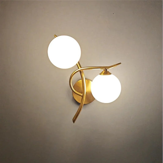 Lunara Wall Light | Nordic Dual Globe LED Design | Glass Iron Bedroom