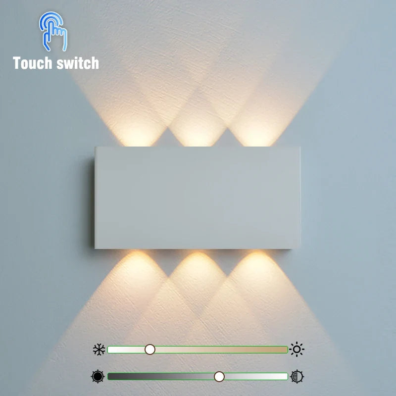 LumiBlock Rechargeable Wall Lamp | Minimalist Wood-Grain Design | Wall Light Touch Control