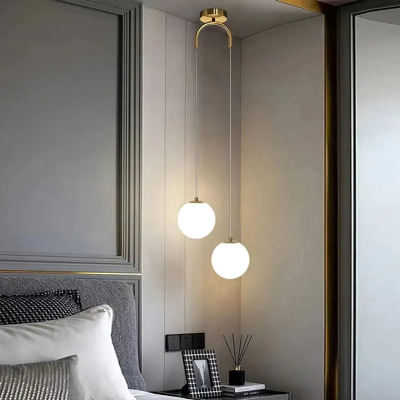 Luna Pendant Light | Nordic Modern Glass Globe Design | Metal Dining Room