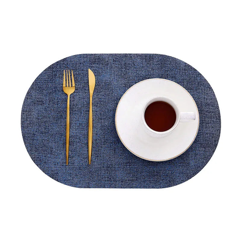 LinoMat | Oval Faux Leather Placemats | Heat Resistant & Non-Slip | Mat Woven Linen Non-Slip