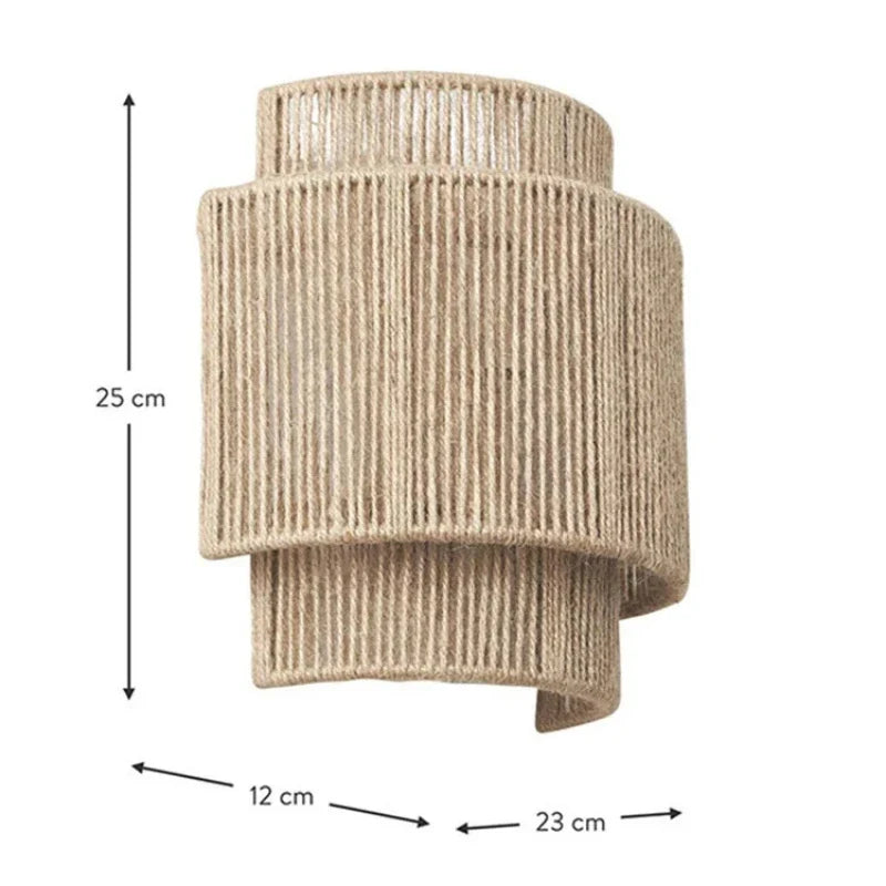 RattanGlow | Handwoven Rattan Wall Lamp | Wall Light Handcrafted Bohemian Bedroom