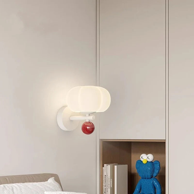 Nordic Pumpkin Wall Lamp | Modern Glass & Metal Sconce | Wall Light Cast Resin Bedroom