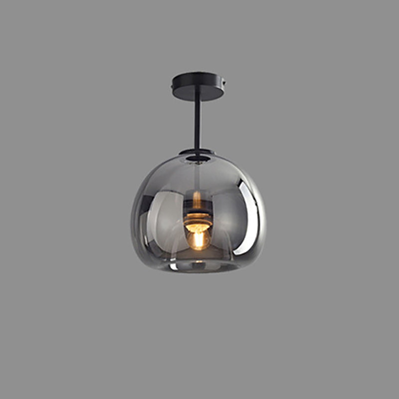 Nordic Glass Ball Ceiling Light | Semi-Flush Mount | LED Bedroom