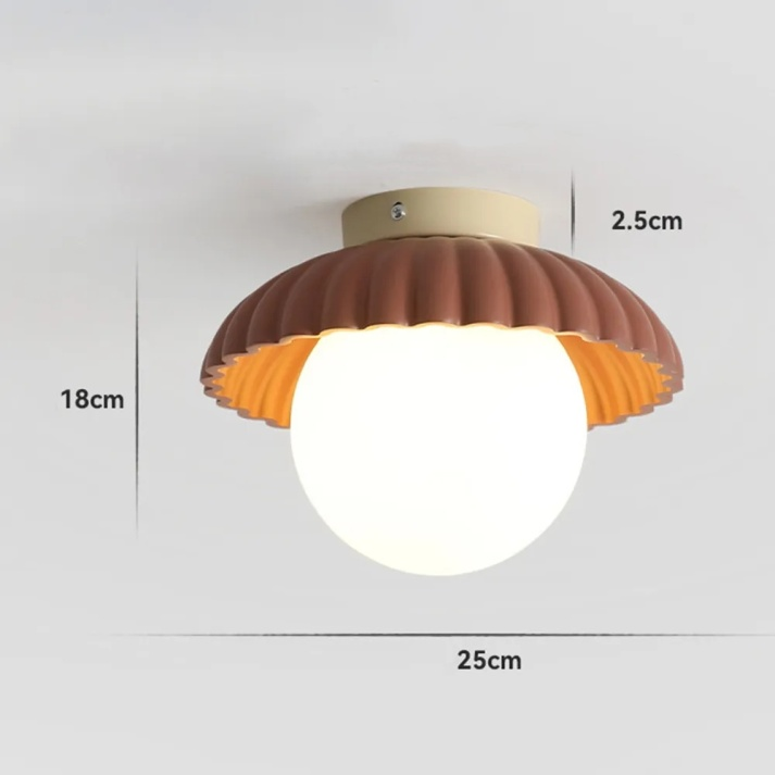 Iron Hallway Ceiling Light | Modern Glass & Metal Flush Mount | Bedroom