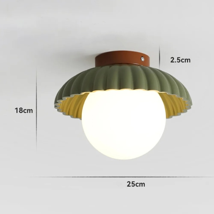 Iron Hallway Ceiling Light | Modern Glass & Metal Flush Mount | Bedroom