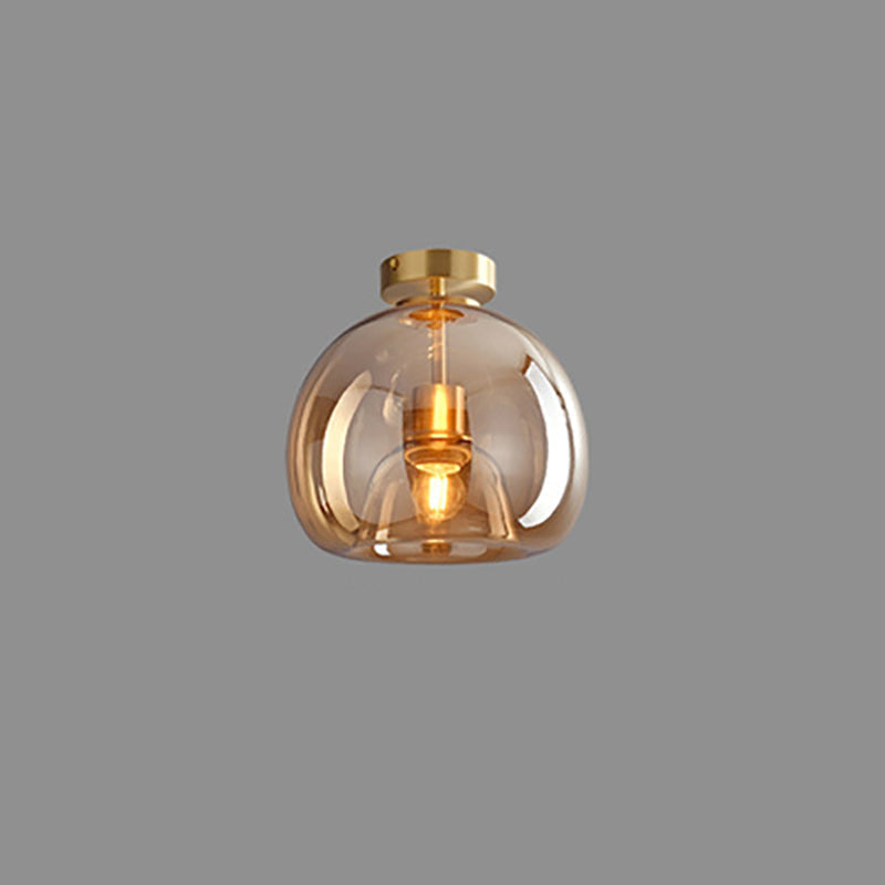 Nordic Glass Ball Ceiling Light | Semi-Flush Mount | LED Bedroom