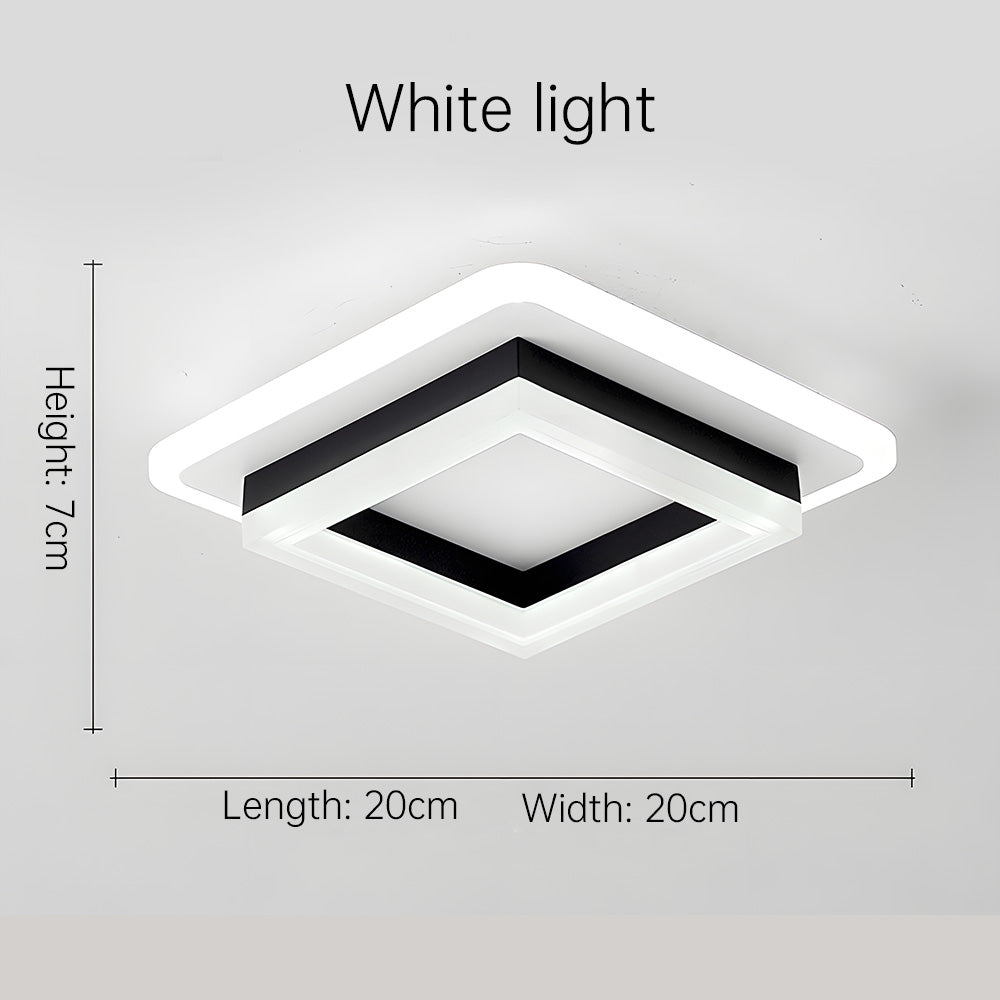 Square LED Ceiling Light | Modern Flush Mount Fixture | Wood Bedroom