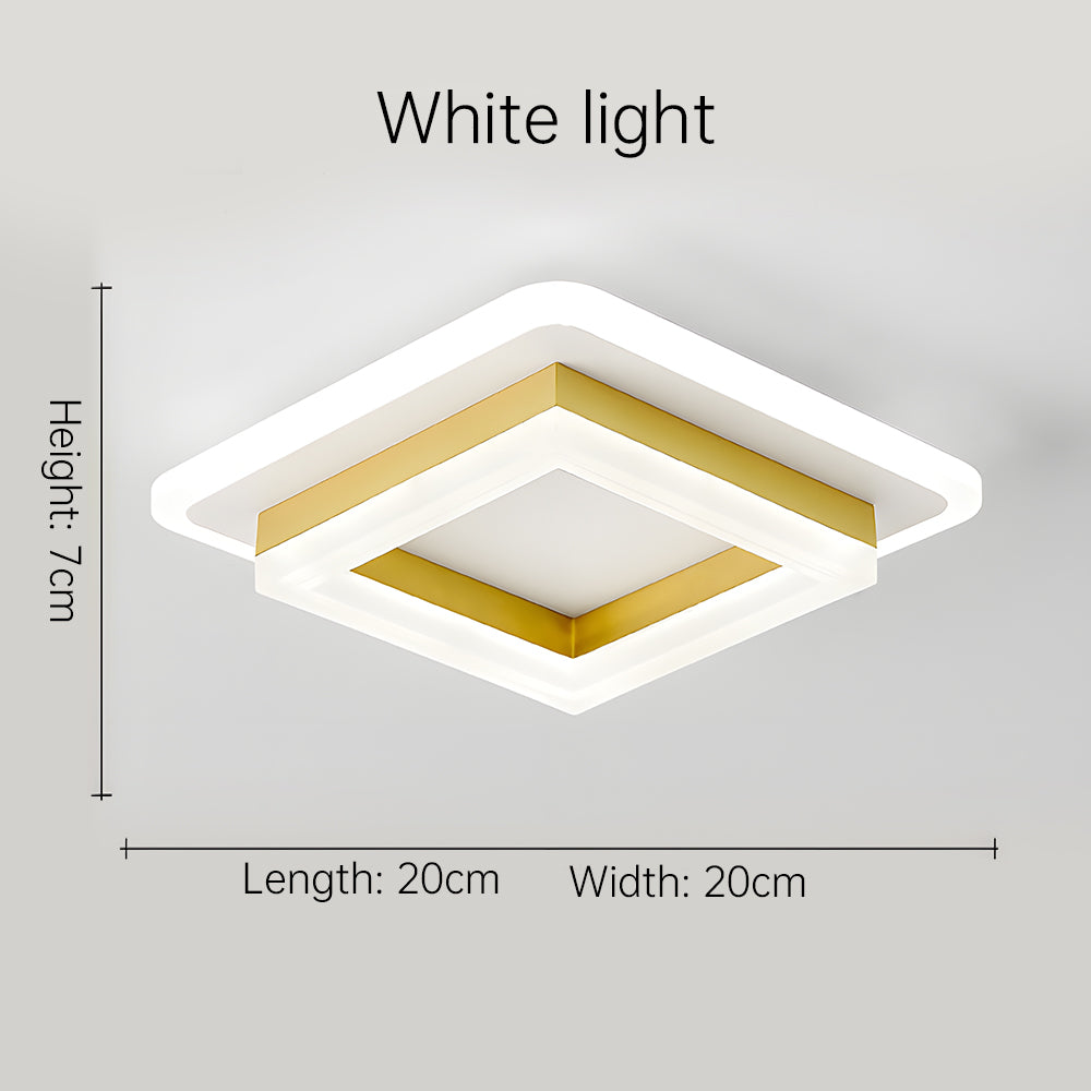 Square LED Ceiling Light | Modern Flush Mount Fixture | Wood Bedroom