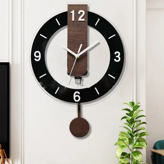 Minimalist Pendulum Wall Clock | Modern Acrylic & Wood Design | Adjustable Silent Kitchen