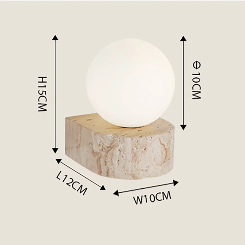 Travertine Stone Wall Lamp | Modern Japanese-Style LED Sconce | Wall Light Glass Bedroom