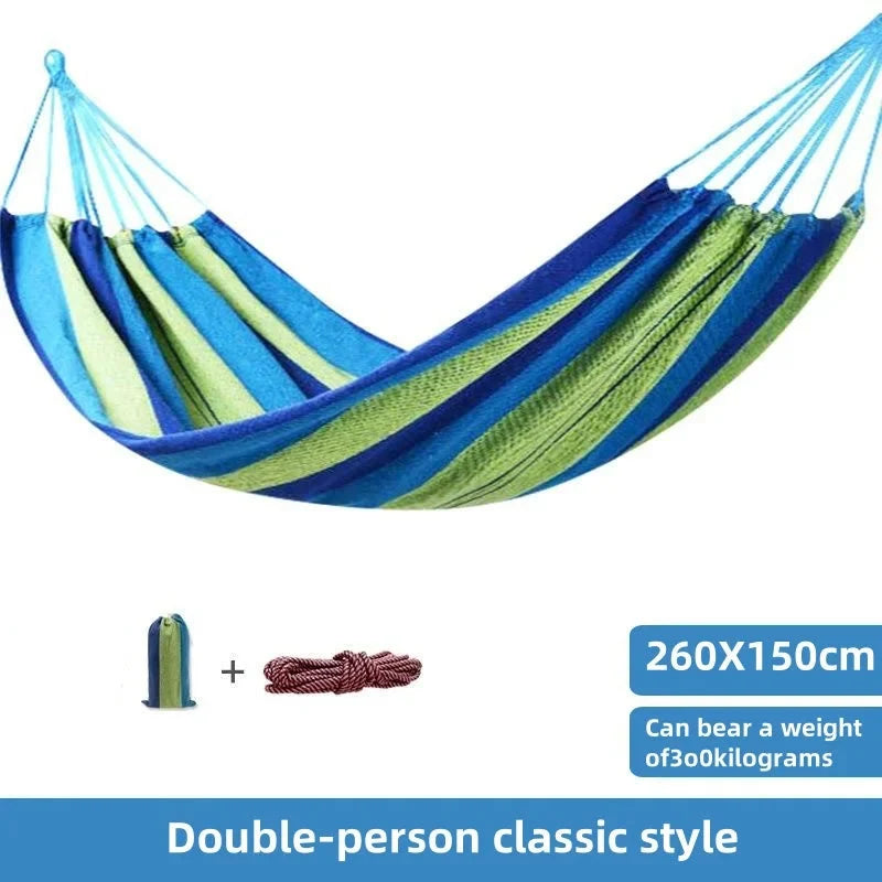 Canvas Hammock | Striped Double Swing Bed | Indoor & Outdoor Camping Hammock | Soft Furnishing