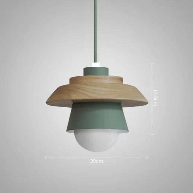 Nordic Wood Pendant Light | Colourful Macaron Design | Dining Room