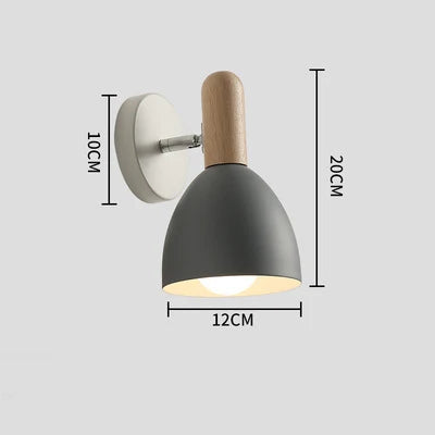 Nordic Wooden Wall Lamp | Adjustable Bedside Light | Wood Metal Bedroom