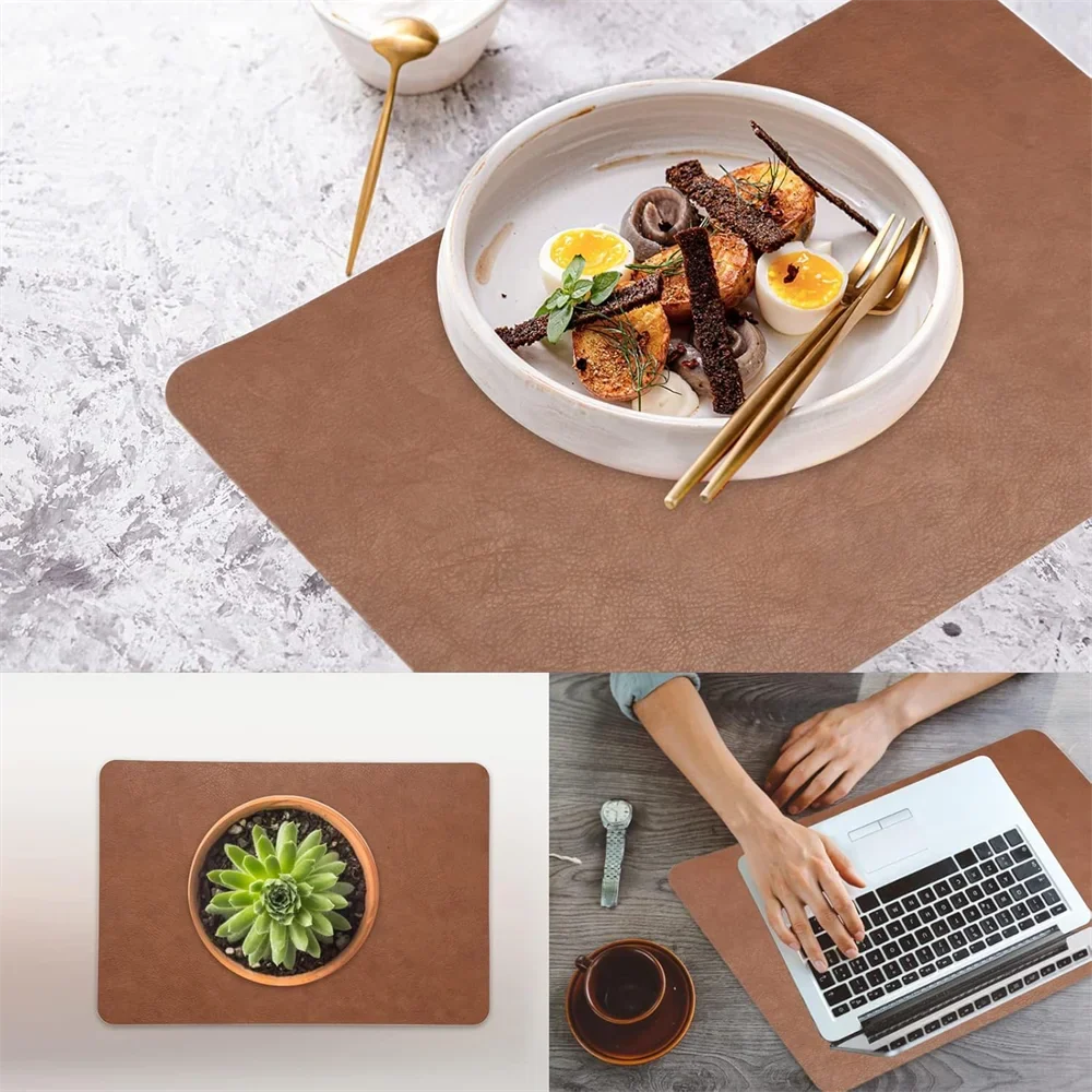 DuoMat | Double-Sided Faux Leather Placemats | Heat Resistant & Waterproof | Mat Heat-Resistant