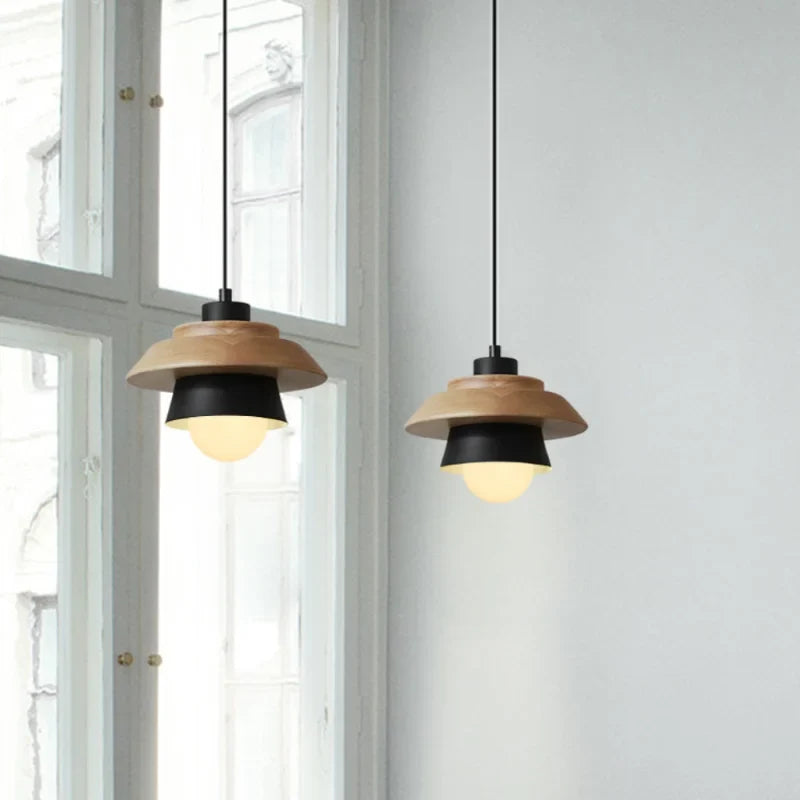 Nordic Wood Pendant Light | Colourful Macaron Design | Dining Room