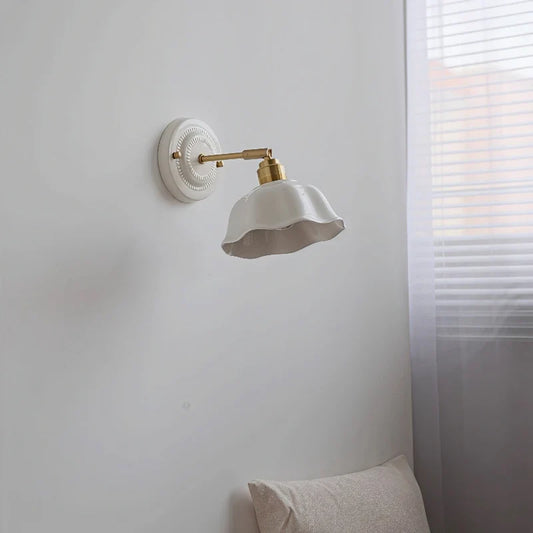 Nordic Cream Ceramic Wall Lamp | Vintage Elegance for Modern Homes | Wall Light Brass Bedroom