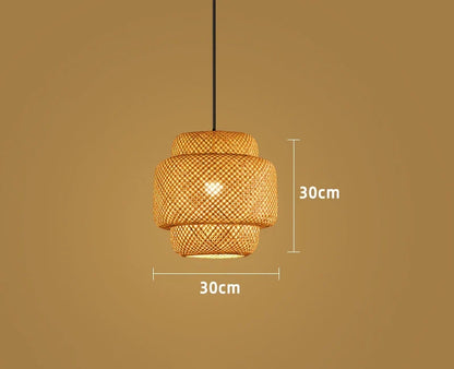 Natural Bamboo Pendant Lamp | Handwoven Rattan Light Fixture | Handcrafted Dining Room
