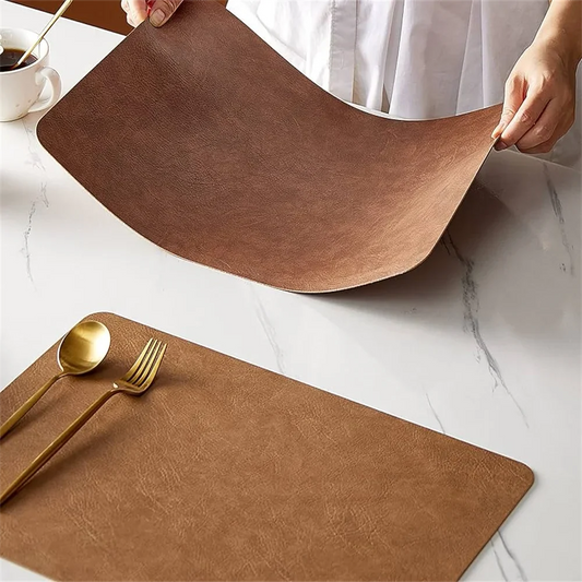DuoMat | Double-Sided Faux Leather Placemats | Heat Resistant & Waterproof | Mat Heat-Resistant