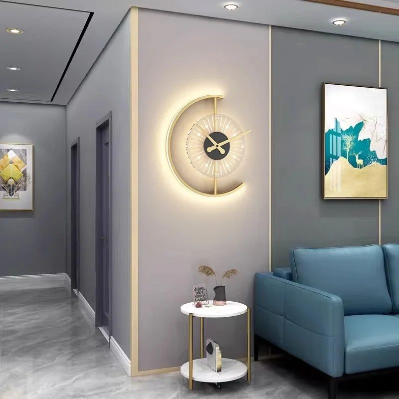 Lunaris Wall Lamp Clock | Post-Modern LED Sconce | Wall Light Silent Bedroom