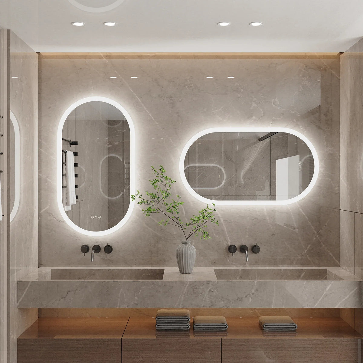 LumoOval | Oval LED Bathroom Mirror | Anti-Fog & Dimmable Backlit Design | Touch Control