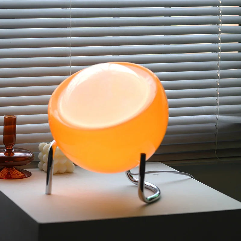 Bauhaus Glass Table Lamp | Retro Nordic Design | Stainless Steel LED Handcrafted Bedside