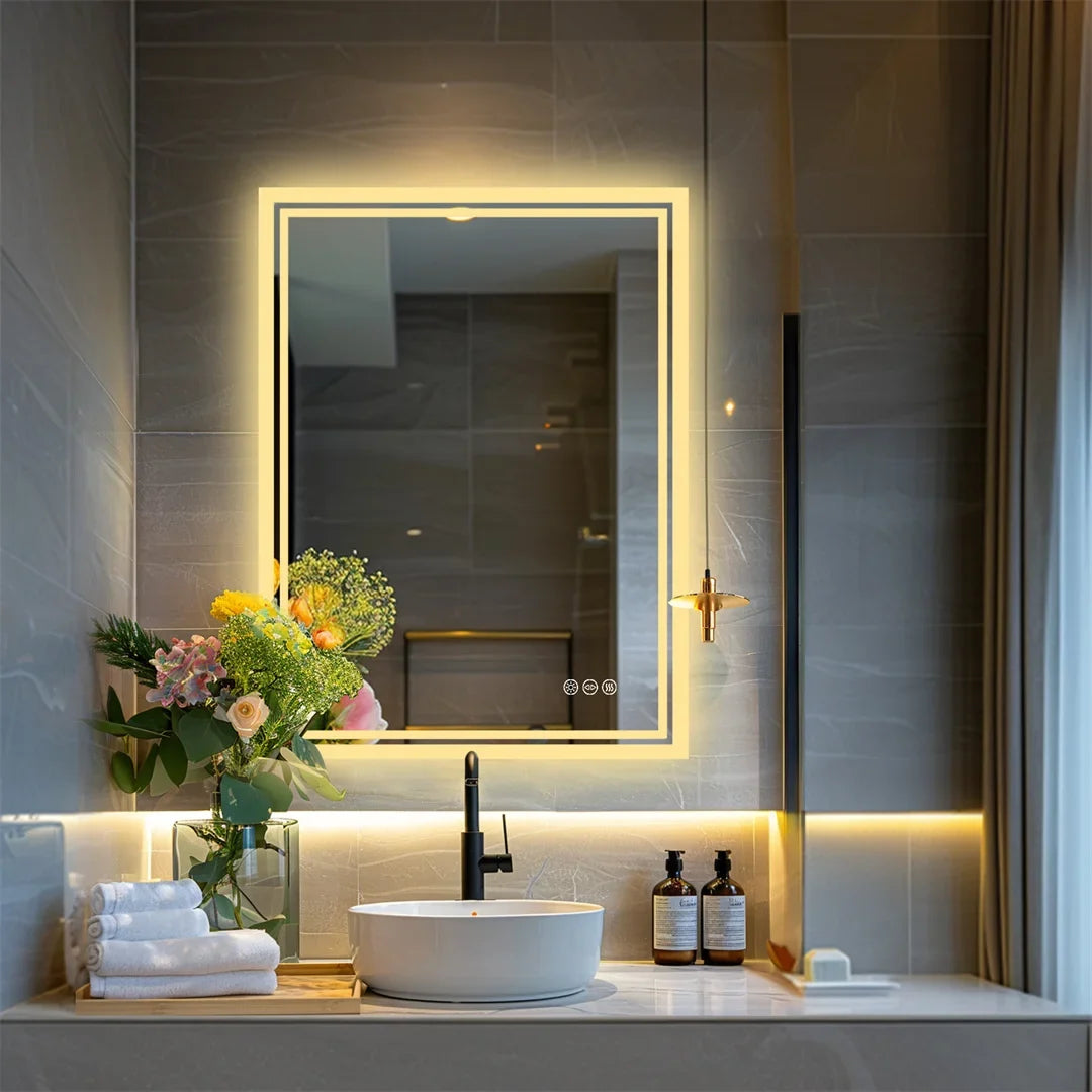 LuvoGlow | LED Bathroom Mirror | Frameless Dimmable with Anti-Fog | Anti-Fog