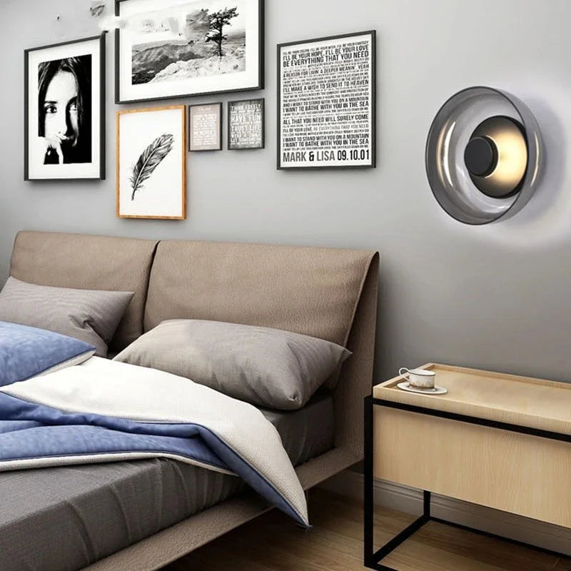 Nordic Glass LED Wall Sconce | Modern Round Decorative Wall Light | Metal Bedroom