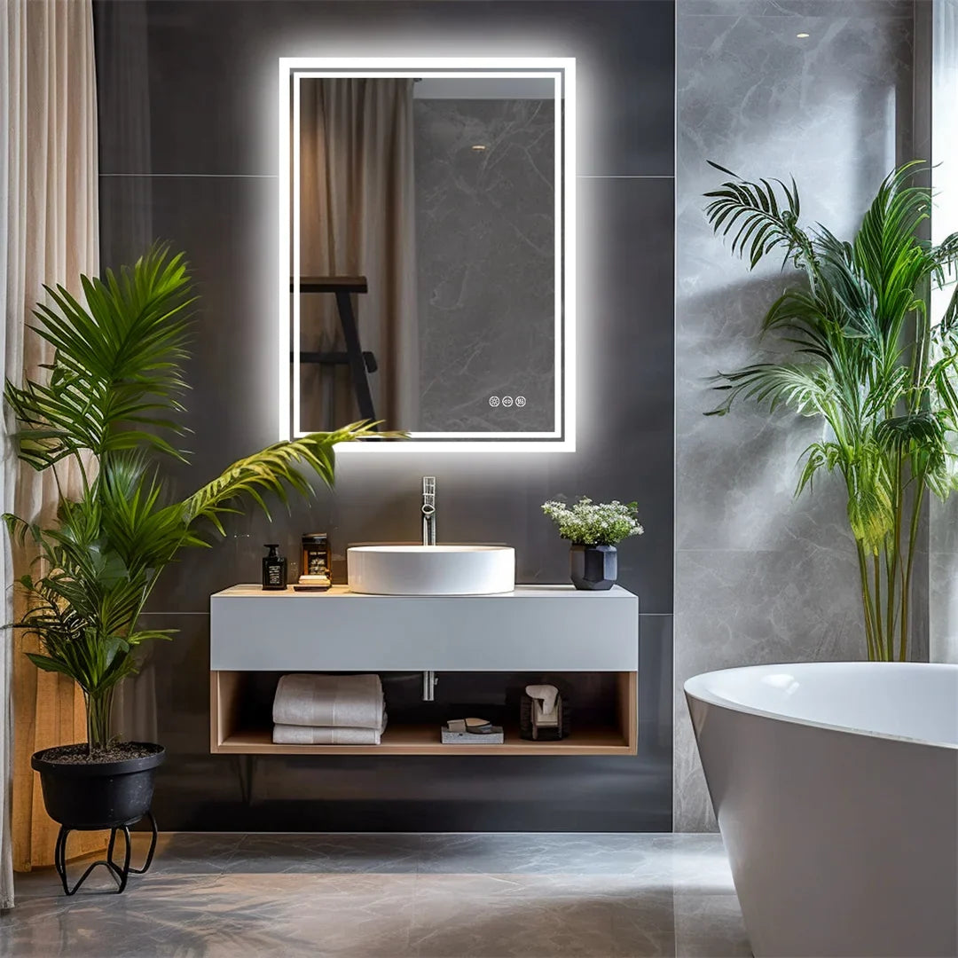 LuvoGlow | LED Bathroom Mirror | Frameless Dimmable with Anti-Fog | Anti-Fog