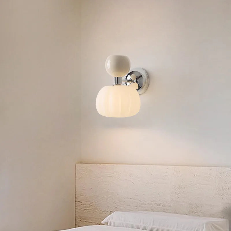 Nordic Pumpkin Wall Lamp | Modern Glass & Metal Sconce | Wall Light Cast Resin Bedroom