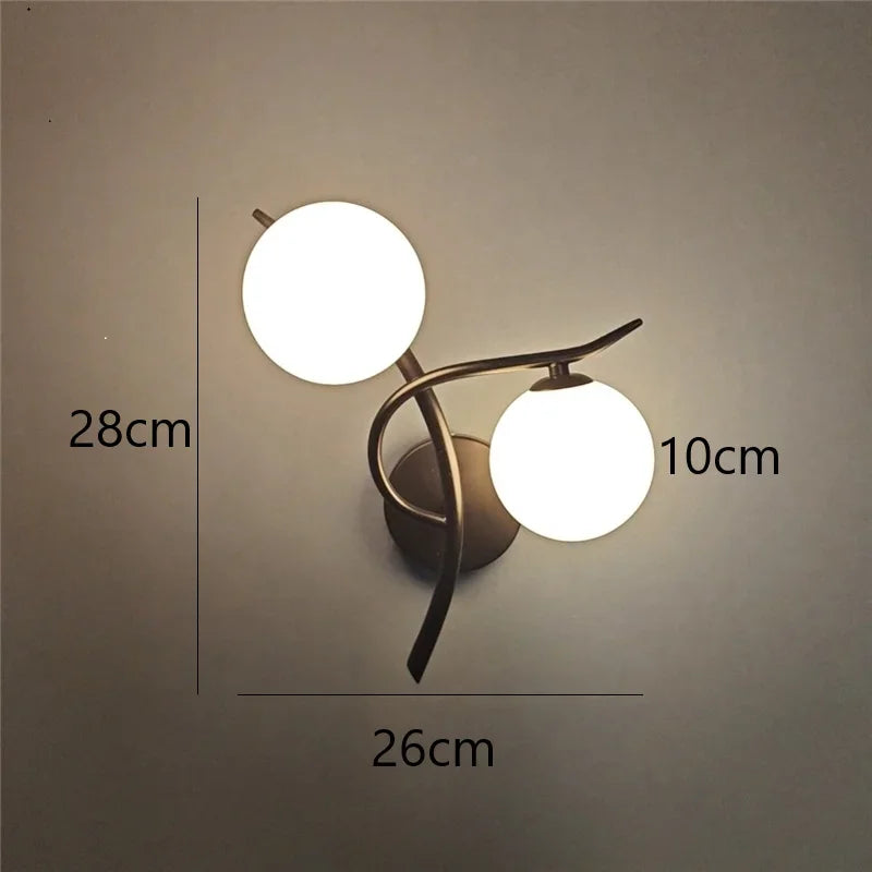 Lunara Wall Light | Nordic Dual Globe LED Design | Glass Iron Bedroom