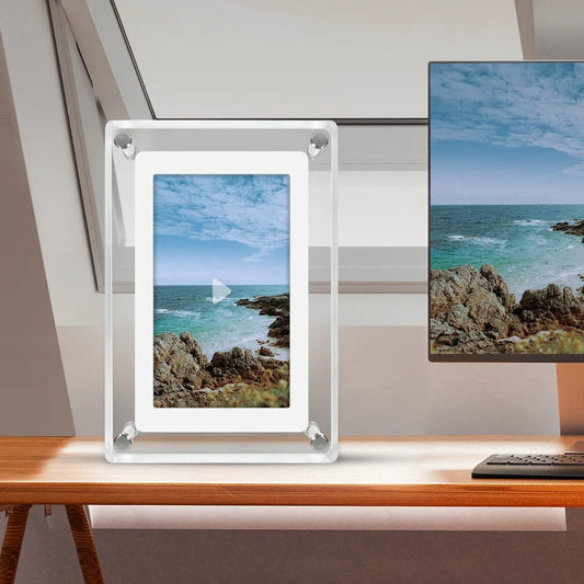 ClearFrame | Acrylic Digital Photo Frame | Portable IPS Display with Built-in Battery | Shelf