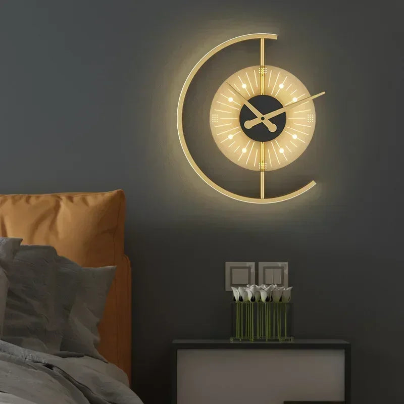 Lunaris Wall Lamp Clock | Post-Modern LED Sconce | Wall Light Silent Bedroom