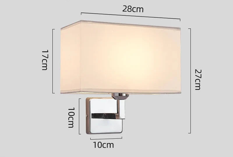 Wall Lamp with Reading Light | E27 Bedside Wall Sconce | Polished Chrome Soft-Touch Fabric LED