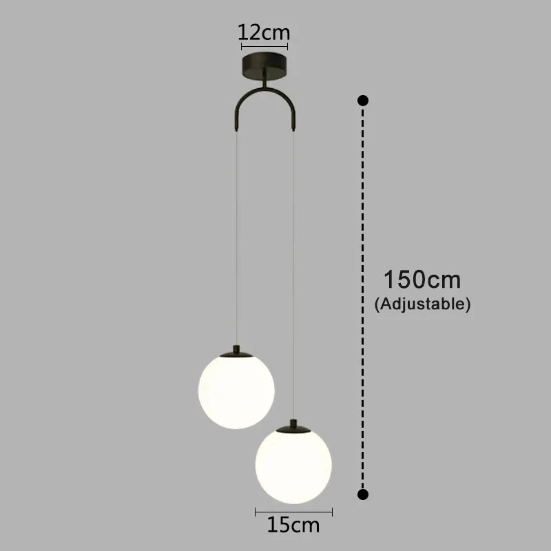 Luna Pendant Light | Nordic Modern Glass Globe Design | Metal Dining Room